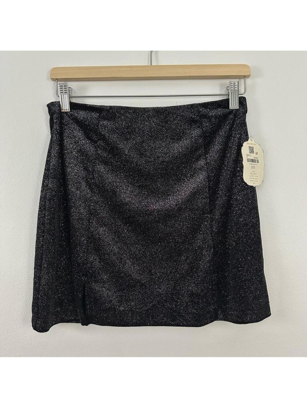 NWT Altar'd State Black Metallic Glitter Mini Skirt Women's Size M
